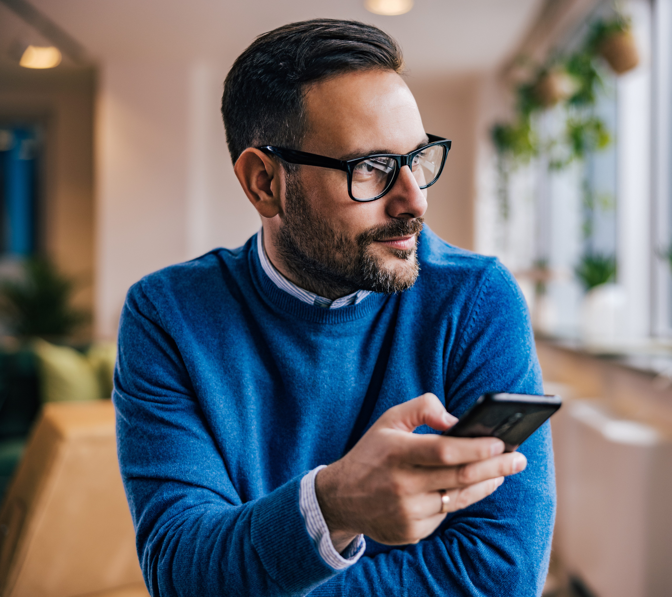 Business owner taking a call from an organic search lead
