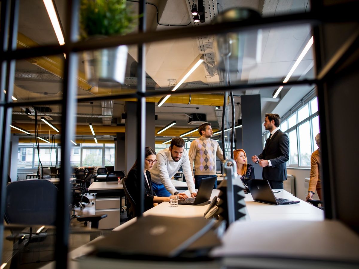 A team reviewing a paid advertising campaign together in the office