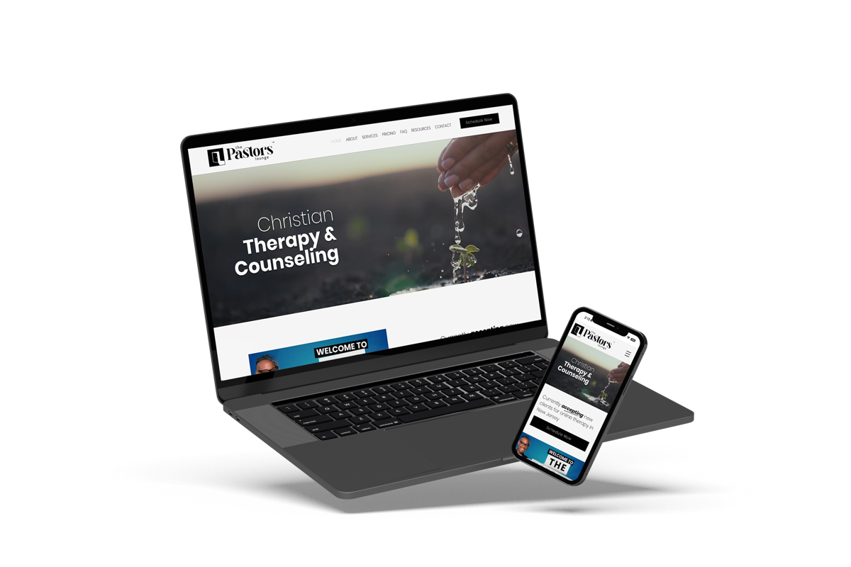 The Pastors Lounge website shown on laptop and phone