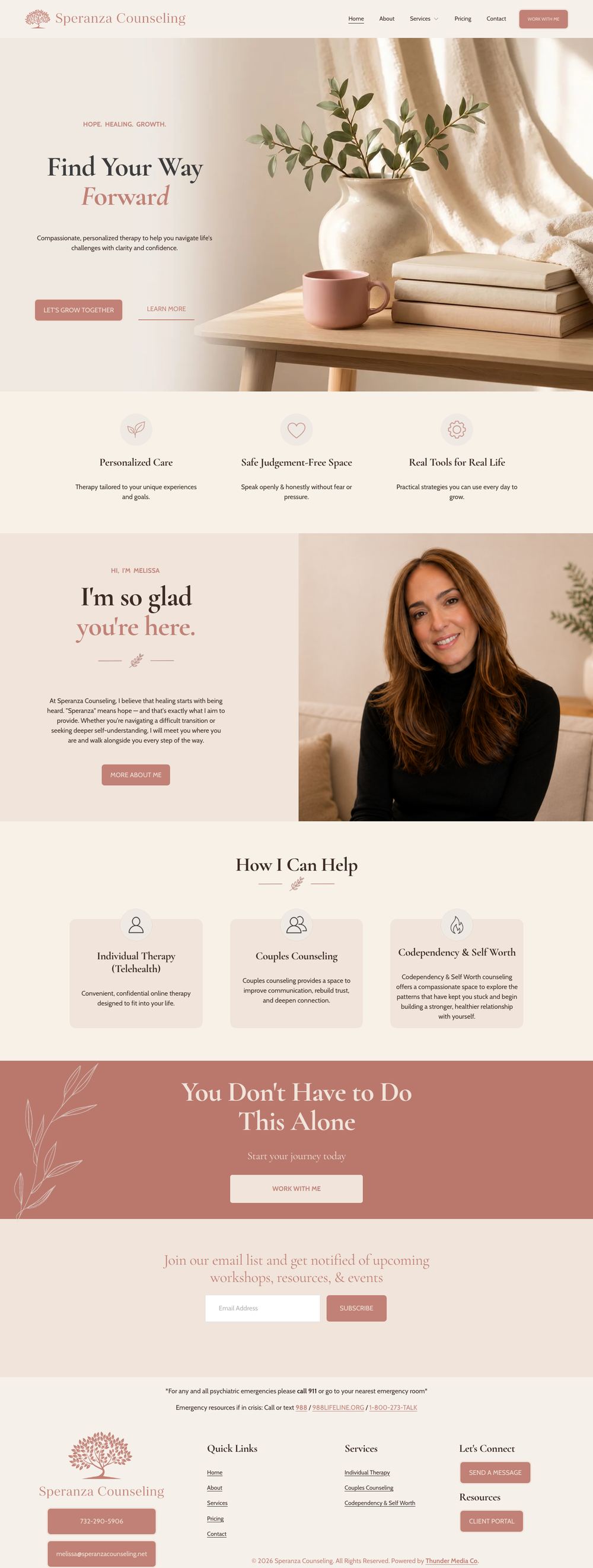 Speranza Counseling website